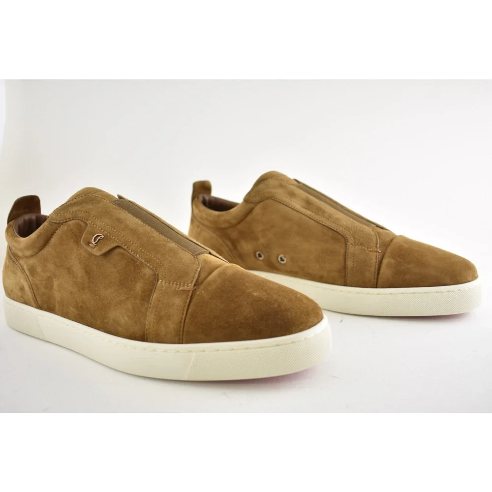 Christian Louboutin Mens St Louis Flat Rhea Brown Suede Low Top Sneakers 47 14